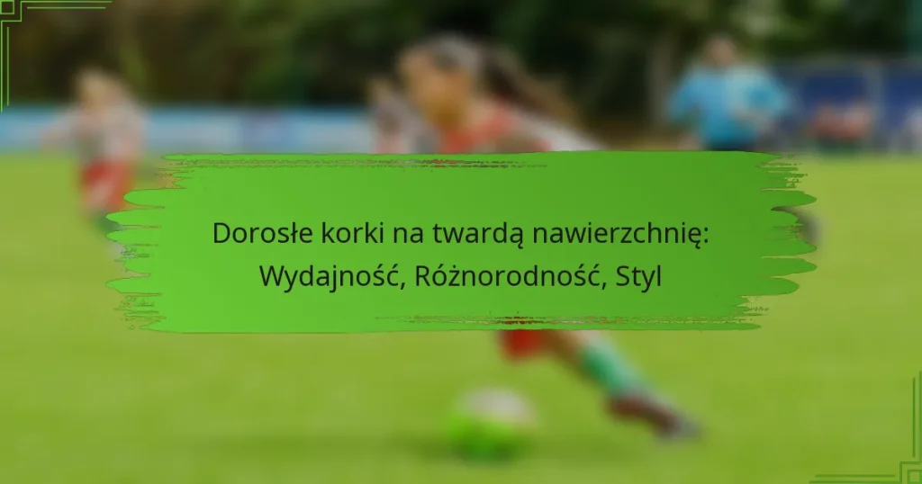 Dorosłe korki na twardą nawierzchnię: Wydajność, Różnorodność, Styl