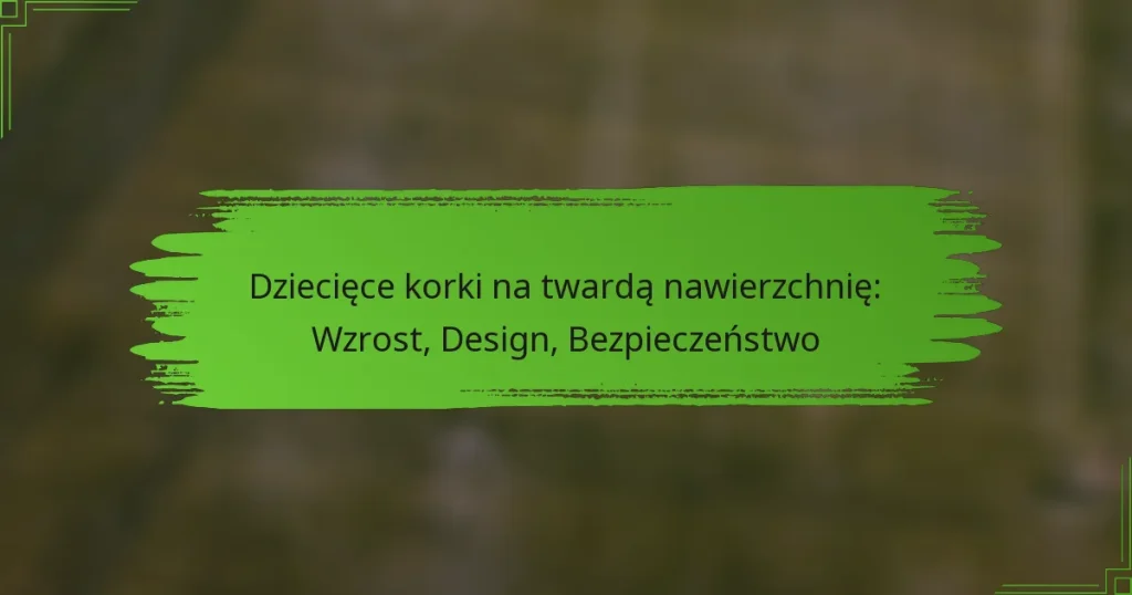 Dziecięce korki na twardą nawierzchnię: Wzrost, Design, Bezpieczeństwo