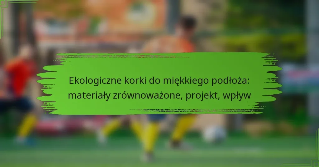 Ekologiczne korki do miękkiego podłoża: materiały zrównoważone, projekt, wpływ