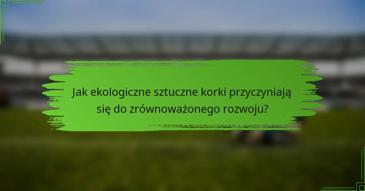 Jak ekologiczne sztuczne korki przyczyniają się do zrównoważonego rozwoju?