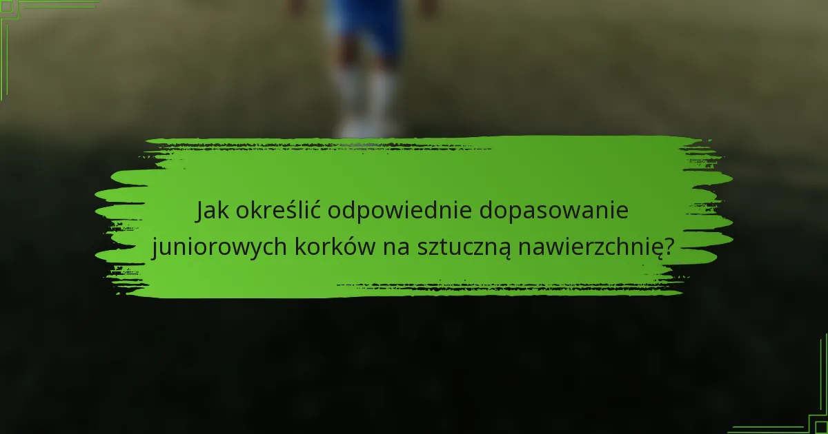 Jak określić odpowiednie dopasowanie juniorowych korków na sztuczną nawierzchnię?