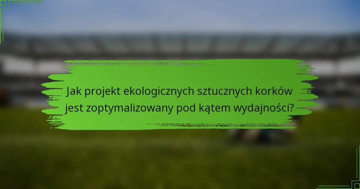 Jak projekt ekologicznych sztucznych korków jest zoptymalizowany pod kątem wydajności?