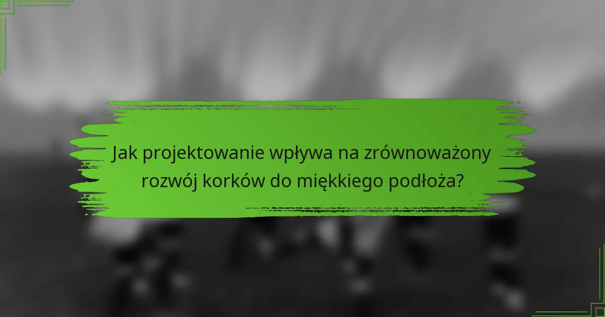 Jak projektowanie wpływa na zrównoważony rozwój korków do miękkiego podłoża?
