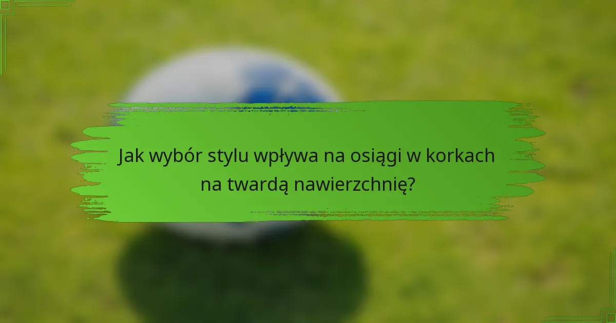 Jak wybór stylu wpływa na osiągi w korkach na twardą nawierzchnię?