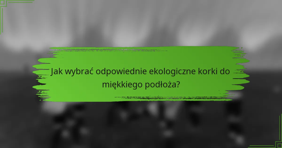 Jak wybrać odpowiednie ekologiczne korki do miękkiego podłoża?