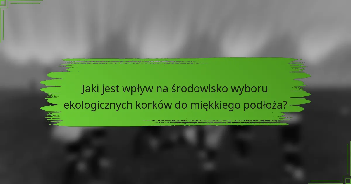 Jaki jest wpływ na środowisko wyboru ekologicznych korków do miękkiego podłoża?