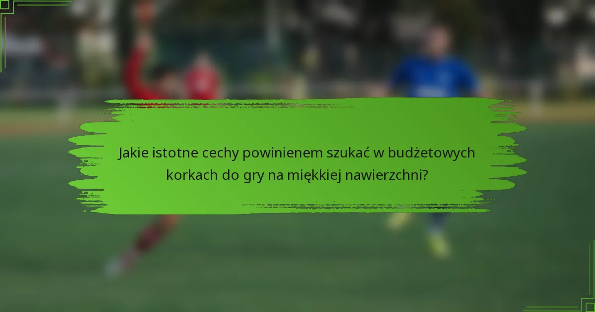 Jakie istotne cechy powinienem szukać w budżetowych korkach do gry na miękkiej nawierzchni?