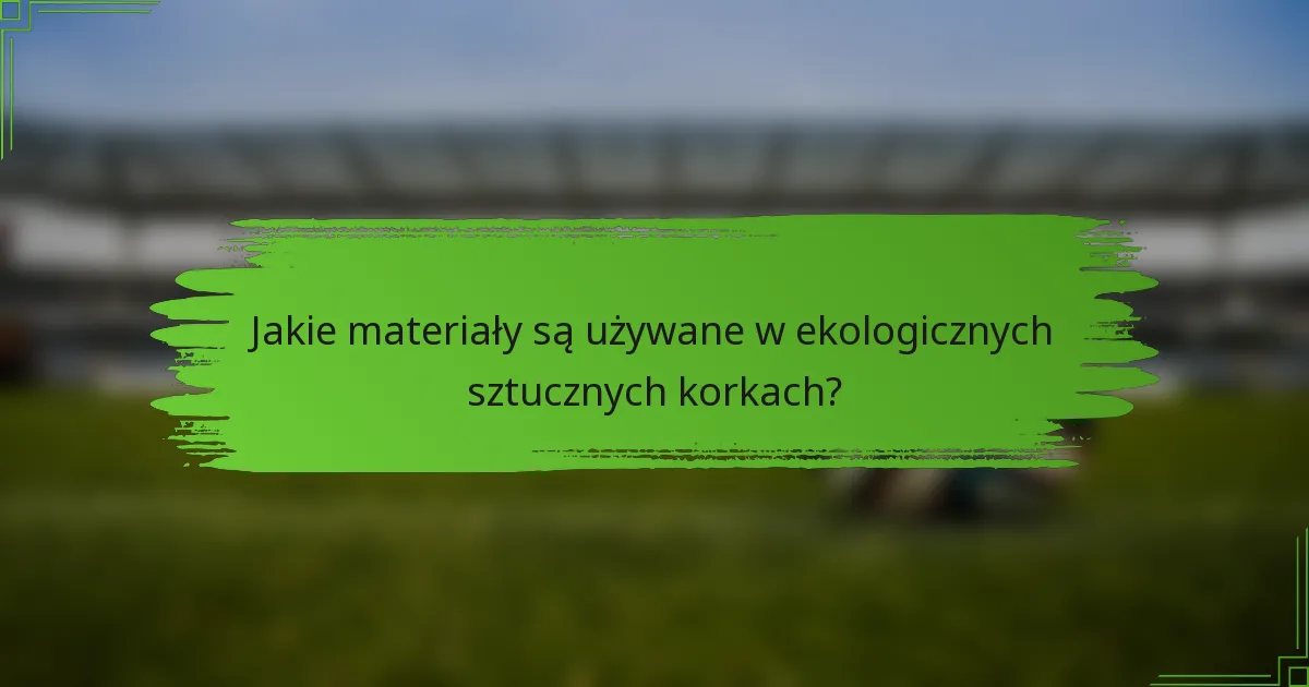 Jakie materiały są używane w ekologicznych sztucznych korkach?