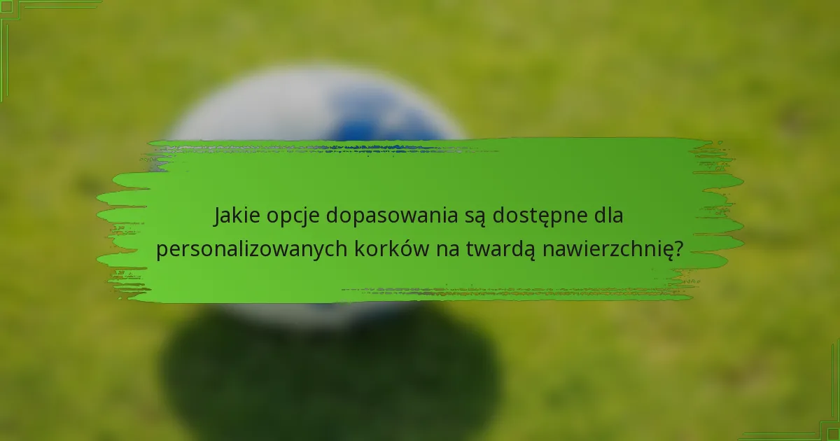 Jakie opcje dopasowania są dostępne dla personalizowanych korków na twardą nawierzchnię?
